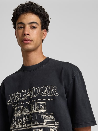 Pegador Oversized T-shirt met labelprint, model 'Barno' Zwart - 3