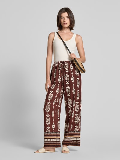 ZABAIONE Spodnie materiałowe z elastycznym pasem Czekoladowy 1