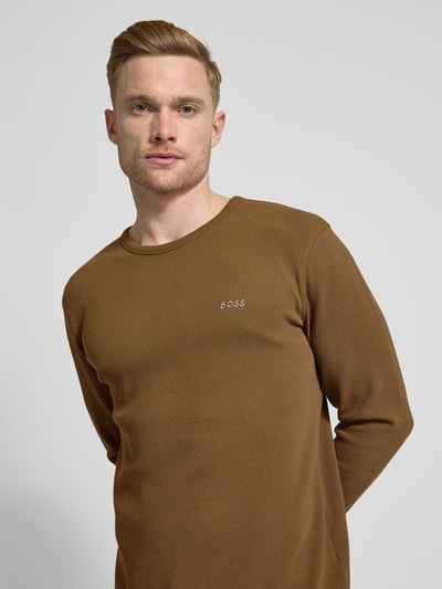 BOSS Orange Longsleeve mit Label-Stitching Modell 'Tempesto' Oliv 3