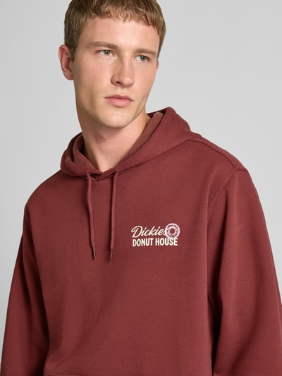 Dickies Hoodie met labelprint, model 'DONUT HOUSE' Bordeaux - 3