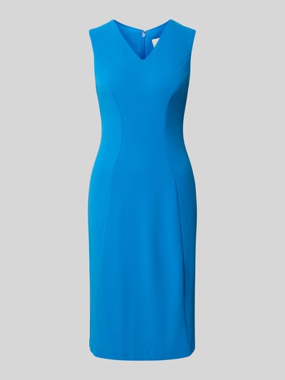 Calvin Klein Womenswear Knielanges Etuikleid mit V-Ausschnitt Modell 'Scuba' Royal 2