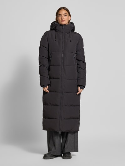 WITHBLACK Lange gewatteerde jas met tweewegritssluiting Zwart - 4