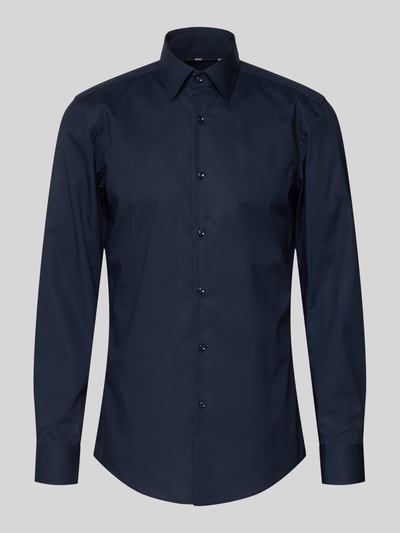 BOSS Koszula biznesowa o kroju slim fit z bardzo długim rękawem Granatowy 2