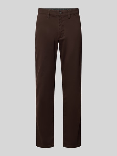 Produktfoto, Hose mit Gesäßtaschen von Christian Berg Men z mieszanki bawełny i elastanu, krój slim fit, wpuszczane kieszenie, kolor brązowy, szerokość w rozmiarze 50: 45 cm, długość wewnętrzna nogawki w rozmiarze 50: 80 cm