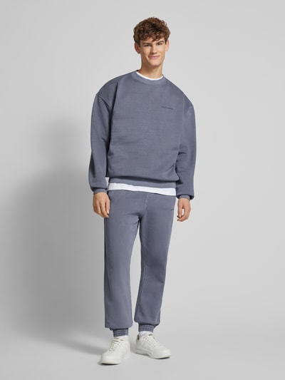 Pegador Sweatshirt mit Label-Stitching Rauchblau 1