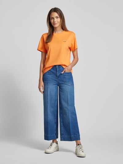 Jake*s Casual T-Shirt mit Statement-Stitching Apricot 1