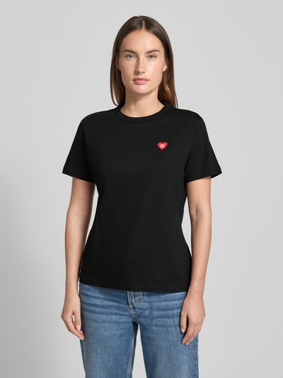 HUGO Regular fit T-shirt van puur katoen, model 'DAMACIA' Zwart - 4