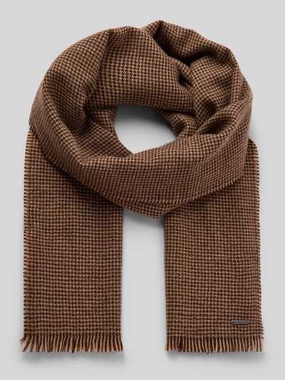 bugatti Szal z żywej wełny z frędzlami Ciemnobrązowy 1