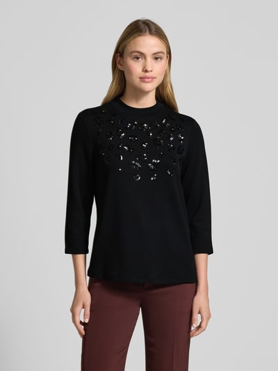 s.Oliver BLACK LABEL Regular fit 3/4-shirt van viscosemix Zwart - 4