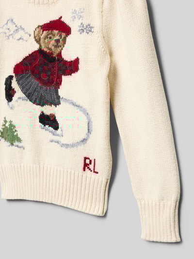 Polo Ralph Lauren Teens Sweter z dzianiny z motywem i okrągłym dekoltem Écru 2