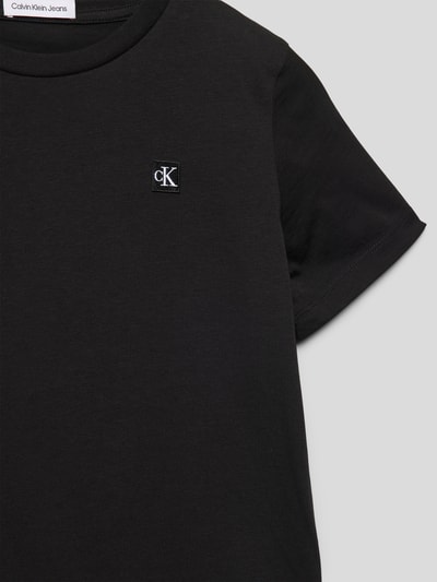 Calvin Klein Jeans T-shirt met labelstitching, model 'MONO' Zwart - 2