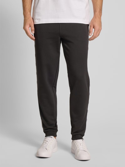 Lacoste Loose fit sweatpants van puur katoen, model 'TAPE' Zwart - 4
