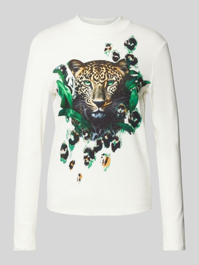 Marc Cain Shirt met lange mouwen en labelprint Offwhite - 1