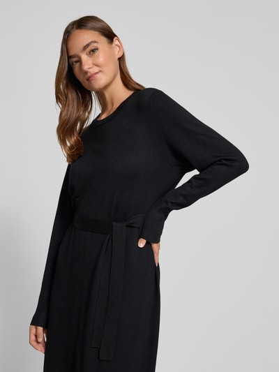 FREE/QUENT Strickkleid aus Viskose-Mix mit Bindegürtel Modell 'Conny' Black 3