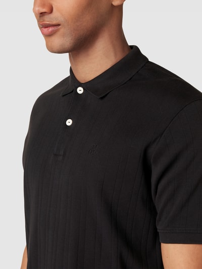 Marc O'Polo Poloshirt in Ripp-Optik Modell 'drop needle rib' Black 3