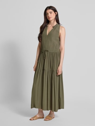 MOS MOSH Maxikleid mit Tunikakragen Modell 'Sabri' Khaki 1