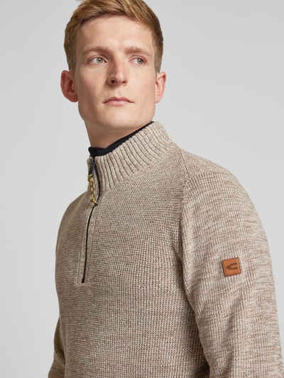 camel active Strickpullover mit gerippten Abschlüssen Sand 3