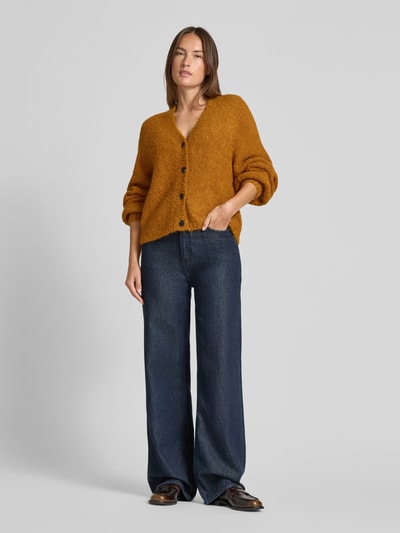 MSCH Copenhagen Gebreid jack van wolmix met V-hals, model 'Zofie Jilda' Mosterdgeel - 1