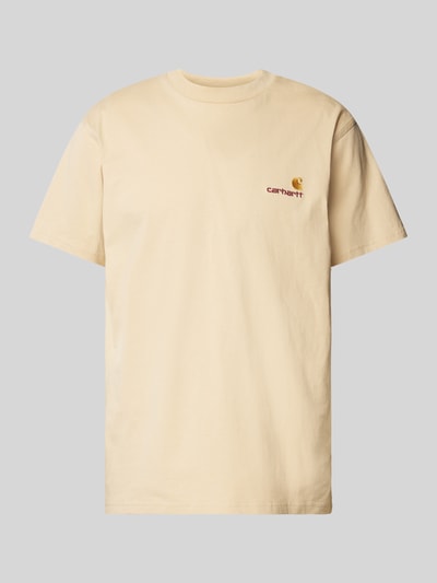 Carhartt Work In Progress T-shirt z wyhaftowanym logo model ‘American Script’ Beżowy 2