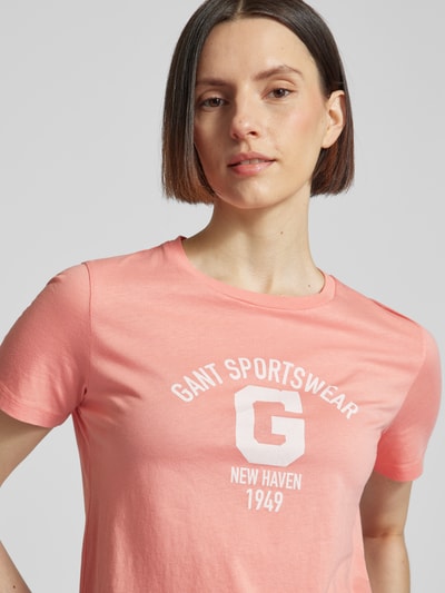 Gant T-shirt met labelprint Zalm - 3
