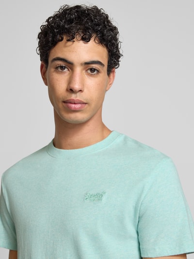 Superdry T-shirt met labelstitching Mintgroen gemêleerd - 3