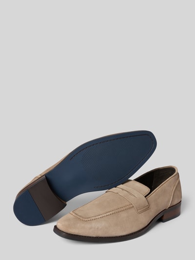 Produktfoto, Loafers aus Leder Modell 'Gerry' von PS Poelman in Beige mit glatter Sohle, Schlupfform, Absatzhöhe 3 cm, Schafthöhe 7 cm, Schaftweite 12 cm, für Herren
