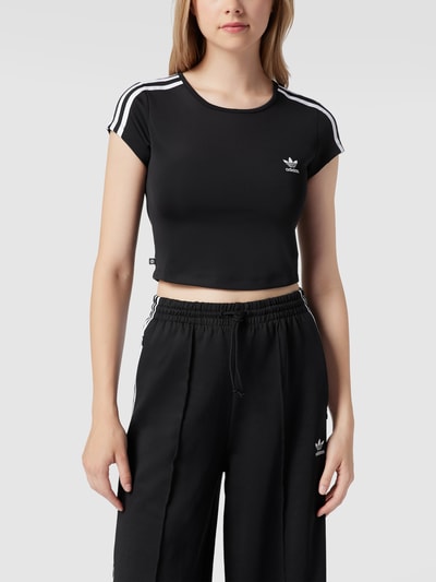 adidas Originals Kort T-shirt met labelstitching Zwart - 4