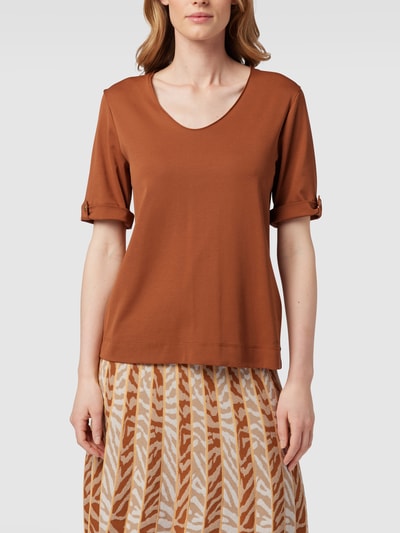 Marc Cain T-shirt met merkdetail Cognac - 4