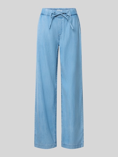 Produktfoto, Wide Fit Hose aus Lyocell-Mix mit Tunnelzug von Christian Berg Woman, hellblau, elastischer Bund, glatte Textur, gerade Form