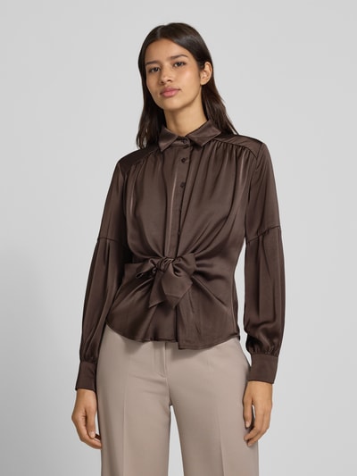 Neo Noir Bluzka koszulowa z listwą guzikową Ciemnobrązowy 4