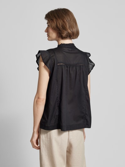 MSCH Copenhagen Blouse met opstaande kraag en V-hals, model 'Eugenia' Zwart - 5