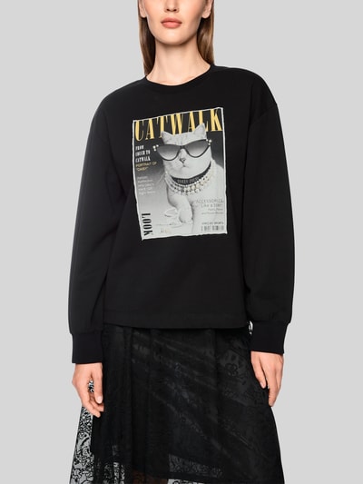 Marc Cain Sweatshirt met catwalk-fotomotief van katoenmix Zwart - 4