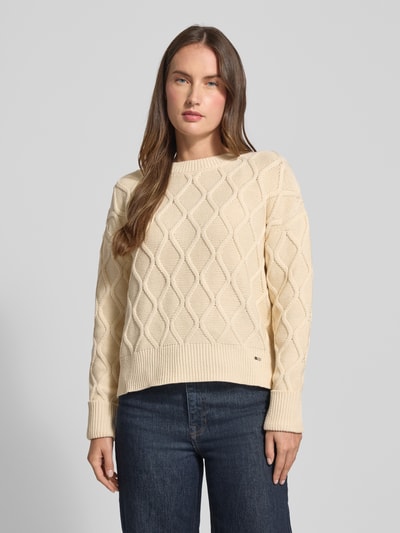 s.Oliver RED LABEL Regular Fit Strickpullover aus Baumwoll-Mix Ecru 4