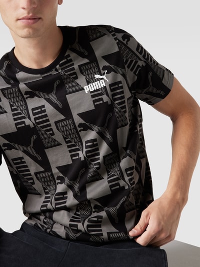 PUMA PERFORMANCE T-shirt met all-over logomotief, model 'Puma Power' Zwart - 3