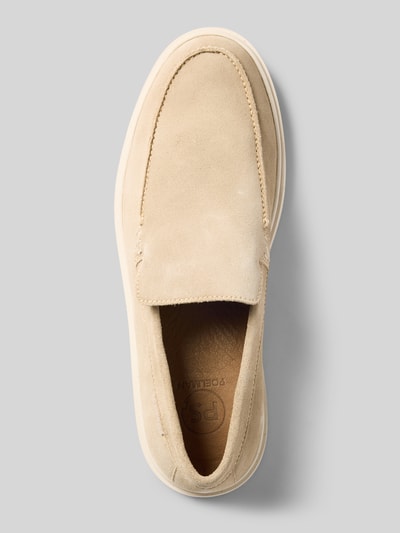 Produktfoto, Loafers aus leer model 'LIAM' van PS Poelman in beige met afgeronde punt, comfortmodel, hakhoogte maat 44: 3 cm, schachthoogte: 6 cm, schachtbreedte: 12 cm