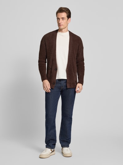 Scotch & Soda Gebreid jack met V-hals Donkerbruin - 1