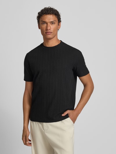 Emporio Armani T-Shirt mit geripptem Rundhalsausschnitt Black 4