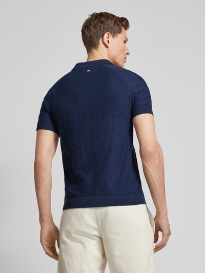 s.Oliver RED LABEL Regular fit poloshirt met structuur van vlamgaren Donkerblauw - 5