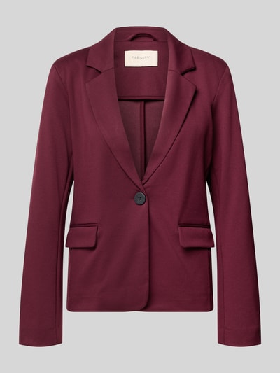Produktfoto, Regular Fit Blazer mit Viskose-Anteil Modell 'Nanni' von FREE/QUENT in Bordeaux, glatte Struktur, Klappentaschen, Knopfverschluss, Reverskragen, Damen Blazer aus elastischem Material-Mix
