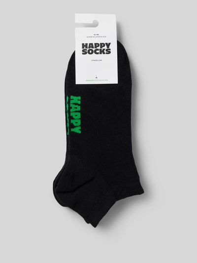 Happy Socks Sneakersokken met labeldetail in een set van 3 paar, model 'Solid' Zwart - 3