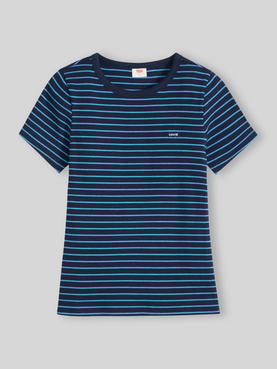 Levi's® Slim Fit T-Shirt aus Baumwoll-Mix mit Logo-Stitching Dunkelblau 2