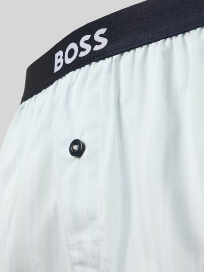 Produktfoto, Pant & Trunk aus reiner Baumwolle im 2er-Pack von BOSS für Herren mit weißem Stoff und dunklem Bund, Detailaufnahme