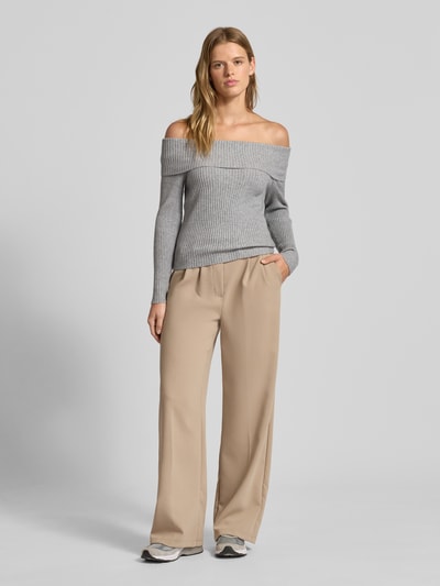 Only Sweter o kroju slim fit z dzianiny z mieszanki wiskozy model ‘KATIA’ Średnioszary melanż 1