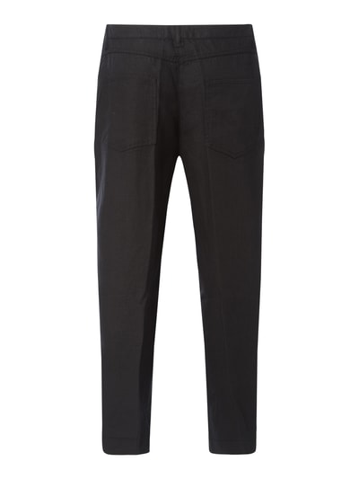 MAC Culotte van linnen met persplooien, model 'Nora' Zwart - 4