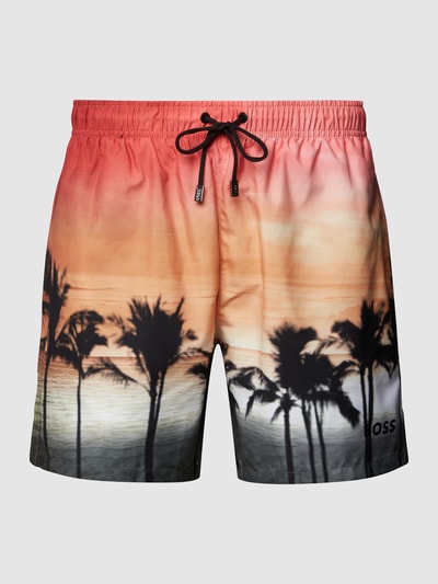 BOSS Badehose mit Motiv-Print Modell 'Komo' Orange 2