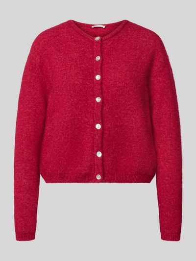 Productfoto, Cardigan aus Woll-Mix mit Rundhalsausschnitt Modell 'VITOW' van American Vintage, regular fit, alpaca-mix, knopenrij, lengte 52 cm, mouwlengte 55 cm, rood, zachte textuur