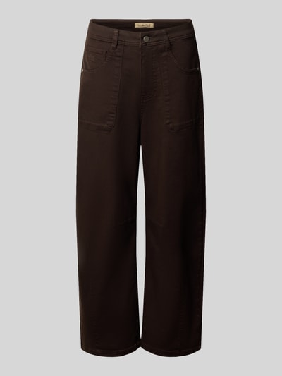 Produktfoto, Barrel Fit Jeans mit Eingrifftaschen von Smith and Soul in dunklem Braun, Baumwoll-Elasthan-Mix, sichtbare Nähte, strukturierte Oberfläche