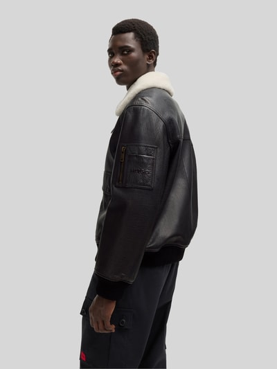 HUGO Regular fit leren jack in Aviator-stijl, model 'LORAN' Zwart - 6