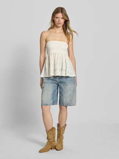 Only Regular Fit Top mit Lochspitze Modell 'LLUZ' Offwhite 1