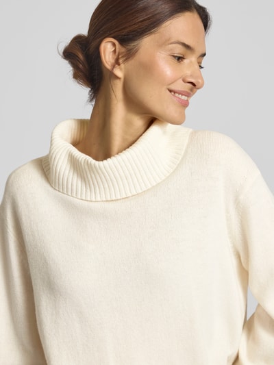 COMMA Loose Fit Strickpullover aus Woll-Mix mit Rollkragen Weiss 3